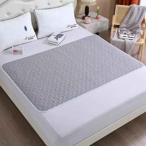 Odot Empapadores Reutilizables Cama Adultos, Color Sólido Empapadores Acolchado Absorbentes Lavables Protector de Cama Impermeable para Silla de Ruedas, Incontinencia (Gris Claro,120x150cm)
