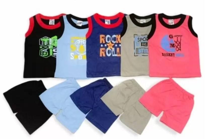 ZIPWELL Baby Boys & Girls Dress Cotton Blend Unisex Sleeveless T-shirts and Shorts Pant, Multicolor-Set of 5 - Review, Price and Buying Guide