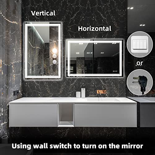 Simcasa 55X36 Bathroom Mirror With Lights, Double Light (Front Light & Backlit) Led Vanity Mirror, Dimmable 3 Colors Lighted Wall Mirror, Anti-Fog, Waterproof, Touch Control (Horizontal / Vertical) #TOP4