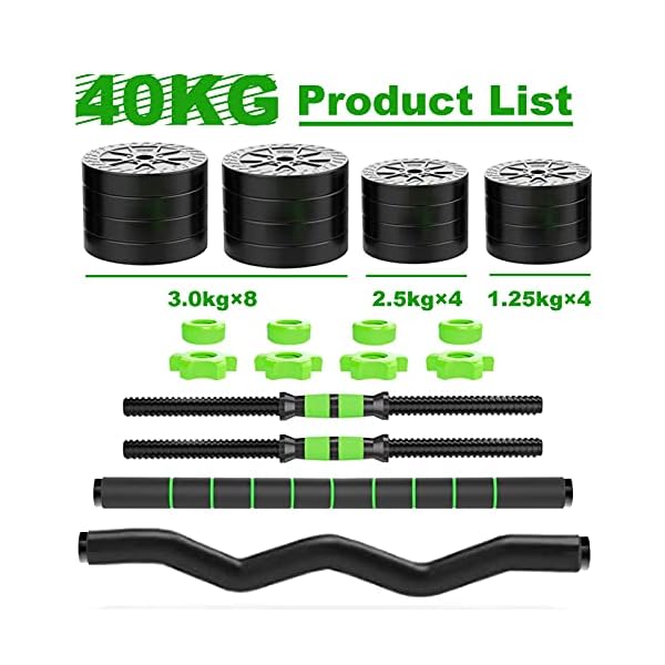 Bobway 88Lbs/40KG Adjustable Dumbbells Set, Free Weights Dumbbells Set with Connecting Rod Barbell Weight Set for Men & Women Home Gym Exercise & Fitness