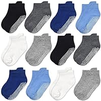 GRPSKCOS Stoppersocken Kinder 12 Paar Rutschsocken Socken Kinder ABS Socken Antirutschsocken für Jungen Mädchen (#1 Jungen Multicolor-12 Paar, 3-5 Jahre)