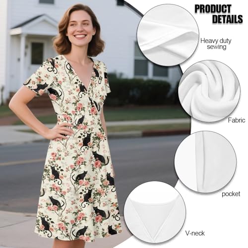 Image of Women's Summer Formal Dresses Short Sleeve Wrap V Neck Dresses Bridesmaid Wedding Guest Dress with Pockets