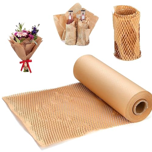 Papel de panal, 30 cm x 30 m, alternativa de envoltura de burbujas, embalaje de material de relleno, papel acolchado