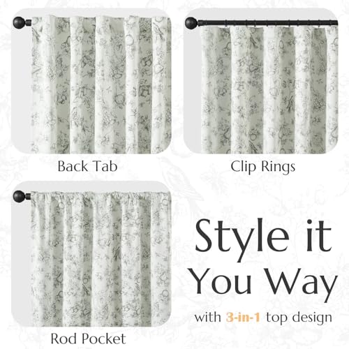 jinchan 95% Blackout Floral Curtains 63 Inch Length, Printed Flower Sage Green Blackout Curtain for Bedroom Rod Pocket Back Tab Blackout Curtains Thermal Insulated Window Drapes, 2 Panels by jinchan - Image 4