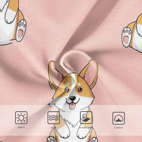 Cotton Toddler Underwear Floral Cute Cartoon Corgi Dogs Beige Little Girl Panties Fancy Underpants Briefs 2t3