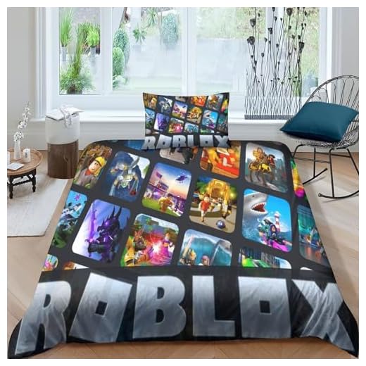 Roblox Juegos De Fundas De Edredón, Juego De Ropa De Cama con Funda De Edredón 3D,Game Funda Nórdica Transpirable Suave Y Acogedora De Microfibra para Niños,Adolescentes Y Adultos Single（135x200cm）