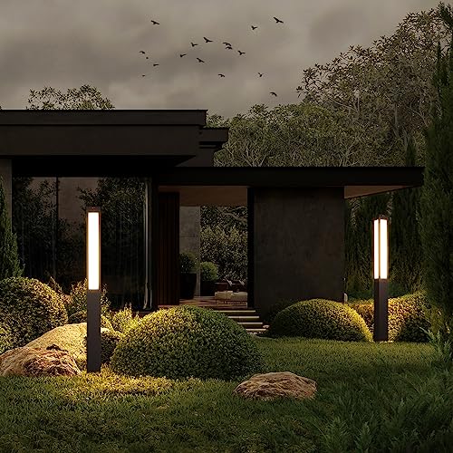 Image of Landscape Path Light, 71 inch Modern Outdoor LED Luxury Bollard Lighting with IP54 Waterproof for Lawn Courtyard Driveway Pathway Decoration