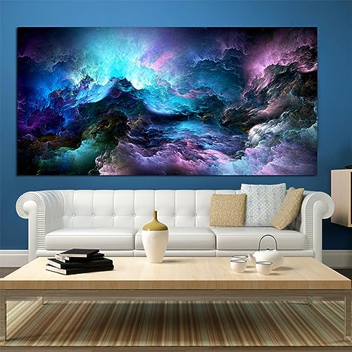 Toile nuage abstrait bleu 50x100cm KEBIA pour salon