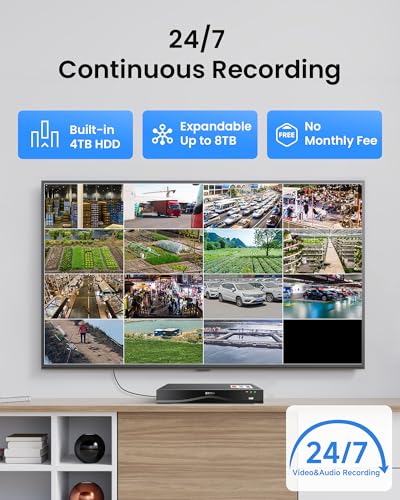 Image of ZOSI 16CH 4K PoE Security Camera System with 4TB HDD, 8pcs 8MP Metal Cams | Person Vehicle Detection,People Counting,Night Vision,16-Port 32-Channel NVR,24 /7 Audio & Video Recording,Outdoor & Indoor