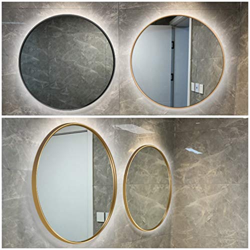 Bathroom Mirror φ60cm（24in） Round LED Illuminated Backlit, With Aluminum Alloy Frame, Vanity Makeup, Shaving Mirror, Anti-fog/Waterproof