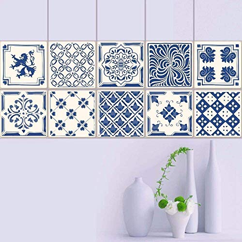 20 piezas de pegatinas de azulejos Pegatinas de transferencia de azulejos autoadhesivos Calcomanías de azulejos creativos de bricolaje para azulejos de baño de cocina Decoración del hogar. (BLUE)