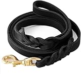 FAIRWIN Leather Dog Leash - 6ft Braided Heavy Duty Comfortable for Large, Medium & Small Dogs
