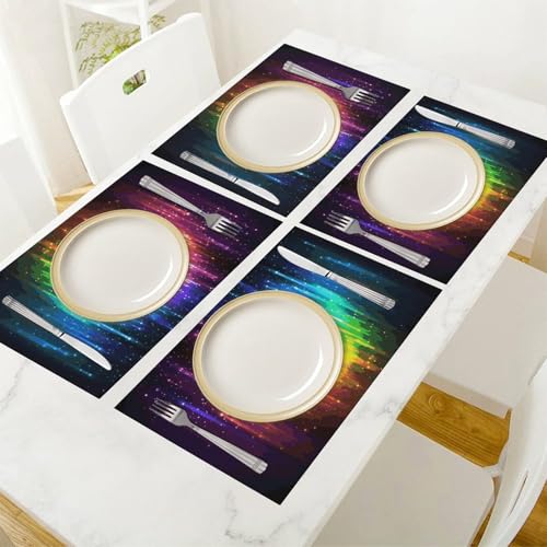 Sets de table en PVC fluo arc-en-ciel imperméables 30x45cm - 7