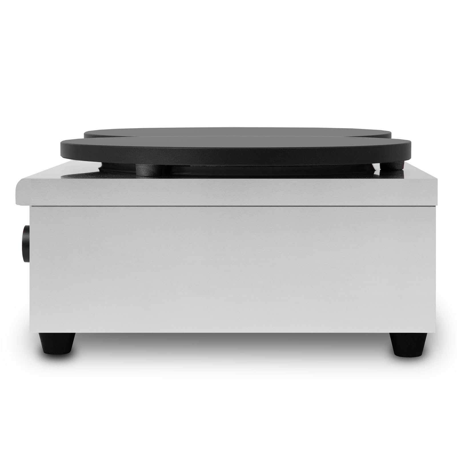 VERTES Crepes Maker Doppelt Crepesmaker Elektrisch aus Edelstahl mit 2x 40cm Platte 2x 3000W, Antihaftbeschichtung, Temperatur Stufenlos Regulierbar von 50-300°C, Gastro Profi, Inkl. Holzverteiler