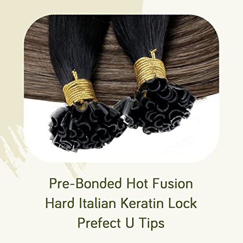RUNATURE U Tip Hair Extensions Real Human Hair Brown Ombre Blonde Fusion 20 Inch U Tip Hair Extensions Remy 50g 50 Strands - Image 3