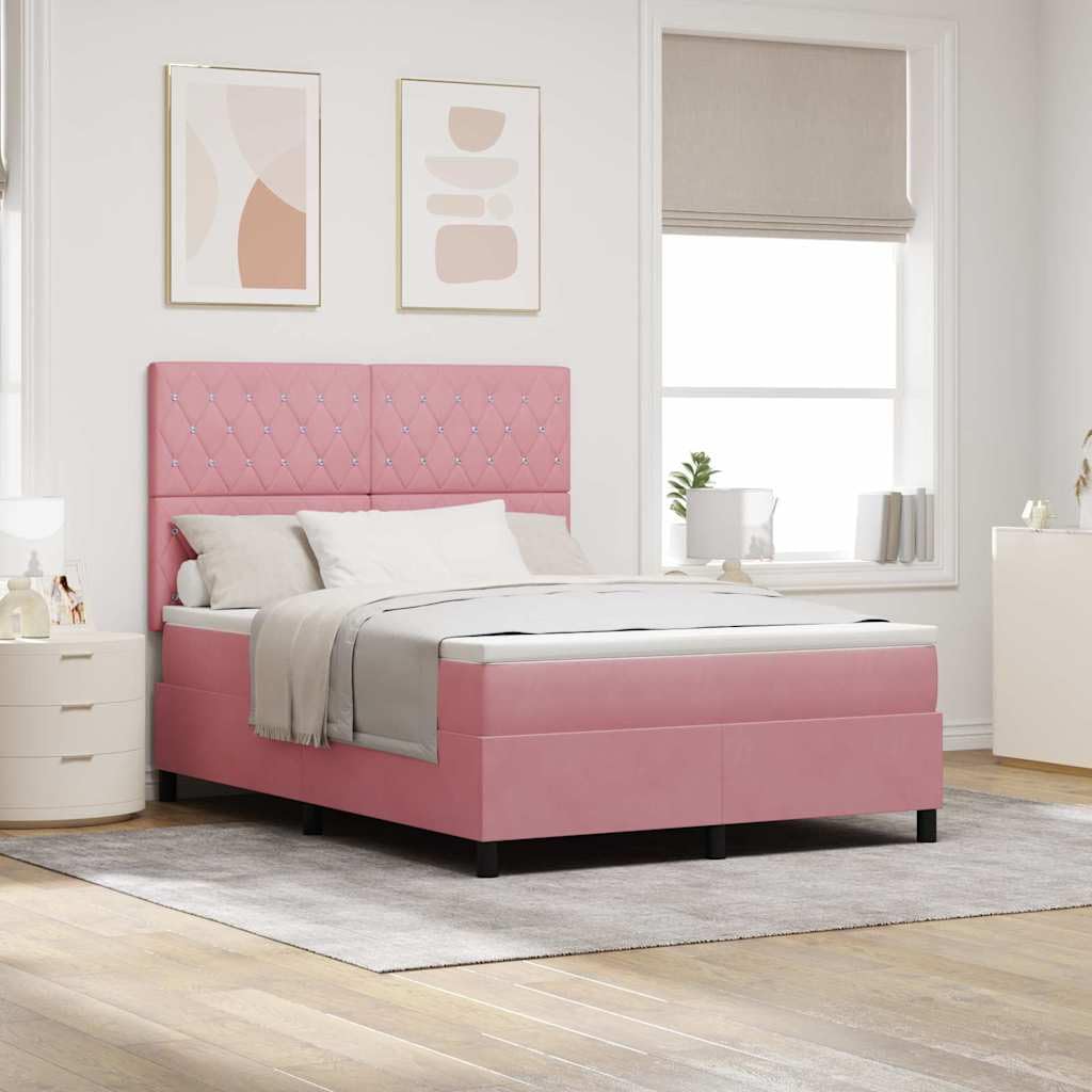 vidaXL Materasso Letto a Molle Pocket in Velluto Lussuoso 160X200 cm Rosa Copertura Zip Supporto Medio Durezza Comfort Eccellente qualità del Sonno Matrimoniale con Protezione