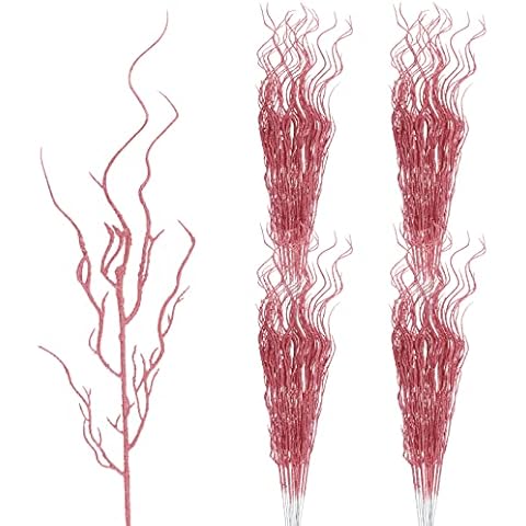 16 Pcs Lifelike Curly Willow Branches Christmas Decorative Dried Artificial Twigs,17.7 Inch Fake Sticks Vintage Vines/Stems DIY Greenery Plants Home Garden Christmas Tree Farmhouse Decor (Pink) Cover