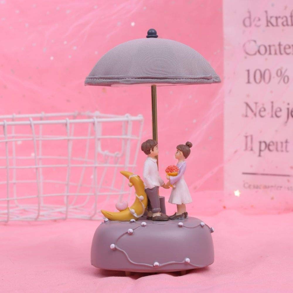 Statue couple lune résine grise décoration maison bureau