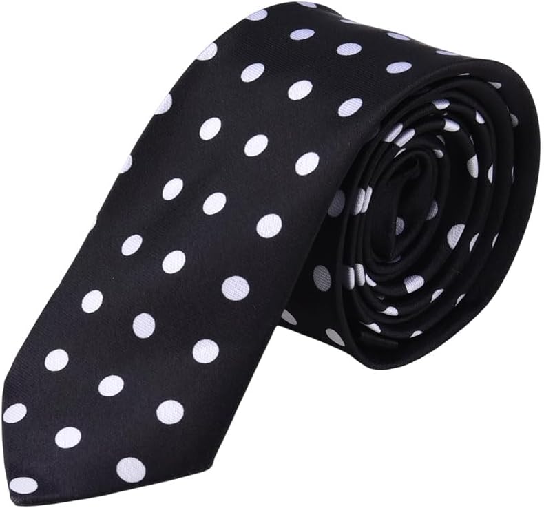 Black And White Polka Dot Tie Necktie for Men Wedding Party Ties Cosplay Halloween Neck Tie Skinny Neckie for Men