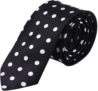 Black And White Polka Dot Tie Necktie for Men Wedding Party Ties Cosplay Halloween Neck Tie Skinny Neckie for Men