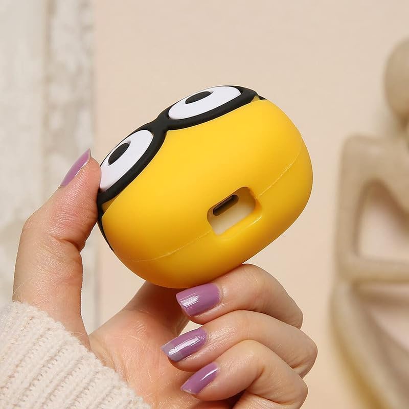 Image of DIVERTS Charger Case Cover 360 Degree Full Protection Cover Funny Cartoon Character Compatible for iPhone 18-20W Silicone Protective Charger Cover Cable Protector (Mini Eys Yellow Design)
