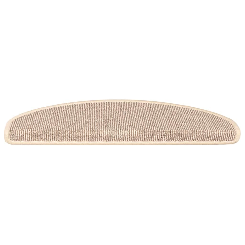 Tapis Escalier 15 Pièces 65x21x4 cm Blanc Marron Demi Rond Antidérapant PP