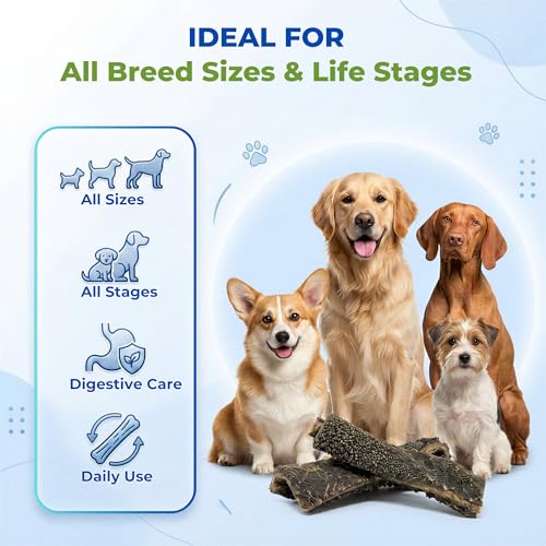 Image of Buffalo Tripe Dog Treats 100g - Dry Green Dehydrated Chews, High Protein, Rawhide Free, Omega 3 & 6 for Healthy Skin & Coat, Natural Chew for Small, Medium & Large Dogs