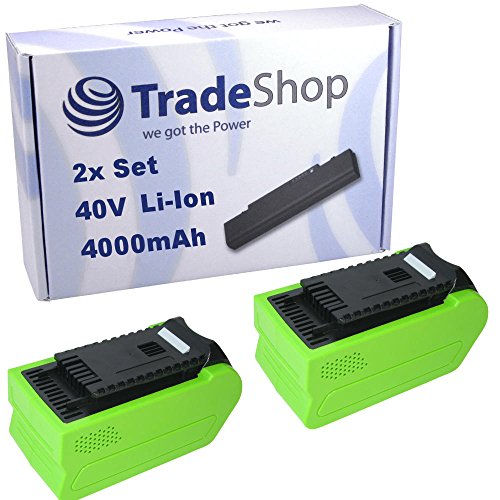 2X Trade-Shop Li-Ion Akku 40V / 4000mAh für Greenworks G40DT30 G40CS30K2X G40CS30K2 G40CS30 G40ACK4...