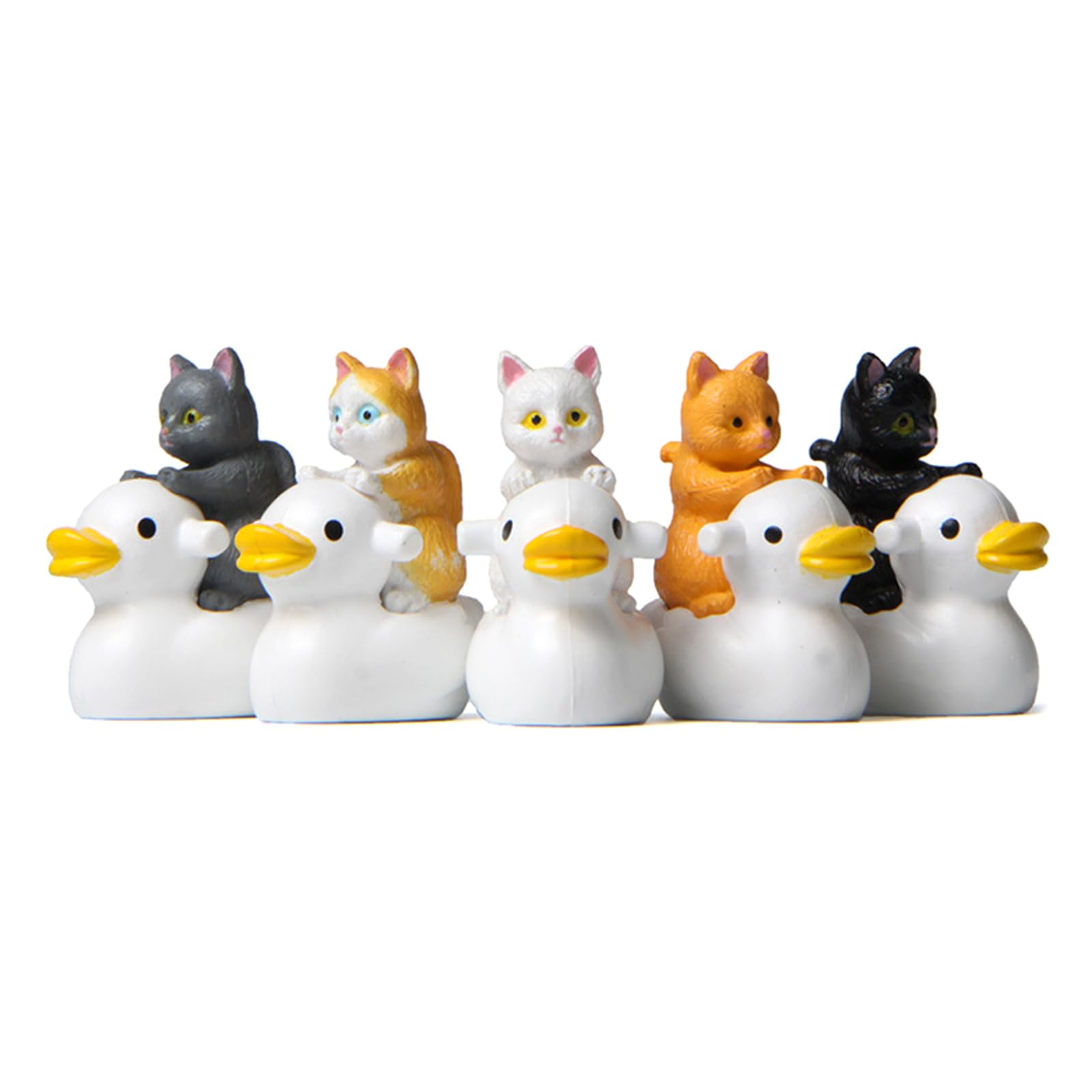 Kfwfuaee White Miniature Cats Figurines Sitting Ducks, Fairy Garden Decor, Landscape Ornament, Desktop Accessories Garden Figurine Accessories
