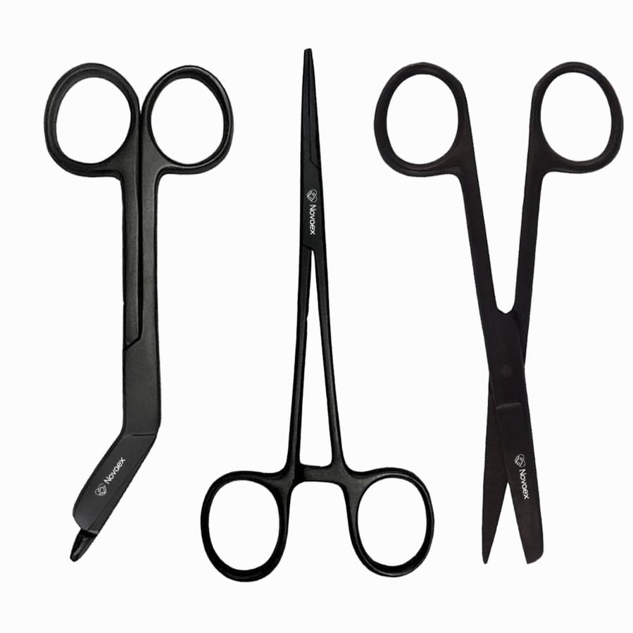 Set di forbici per infermiere "Matt black", certificato MDR, forbici per medicazione, forbici, cursore, accessori infermieristici, regalo per infermiere