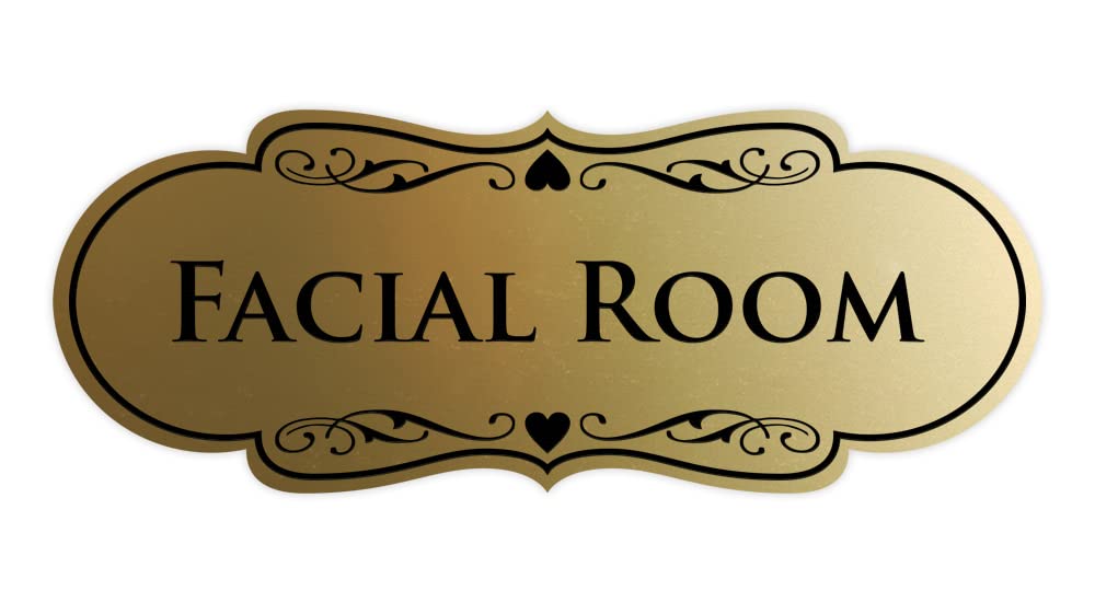 Designer Facial Room Sign - Beauty Salon Signage - Easy to Install (Brushed Gold) - Large 1 Pack Brushed Gold 3.5 x 9" - Large 1 Pack