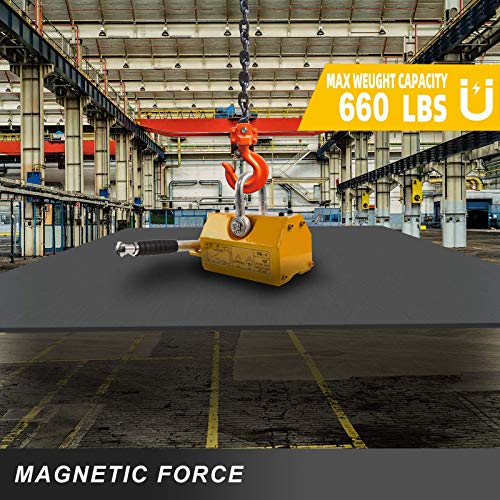 HONYTA Lifting Magnet with Release,660 Lbs Pulling Force - Permanent Lift Magnets,Heavy Duty - Steel Magnetic Lifter,Neodymium - for Shop Crane,Hoist,Block, Board - Thumbnail 2