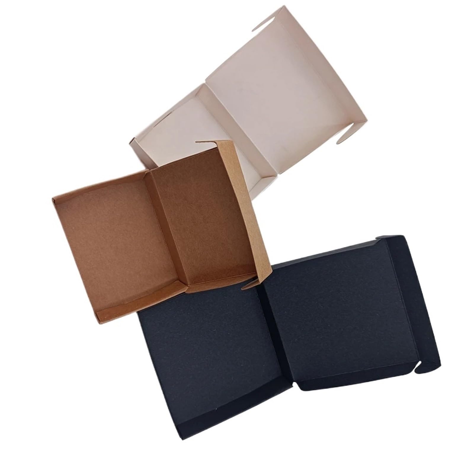 10 Set (30PCS) 7x7x3cm Kraft Paper Box Blank Folding Square Packaging For Handmade Soap For Mailer, Shipping