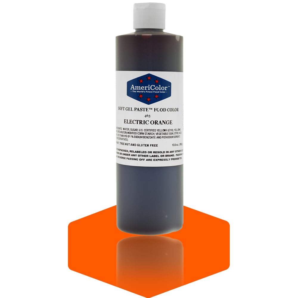 AmeriColor Food Coloring, Electric Orange Soft Gel Paste, 13.5 Ounce