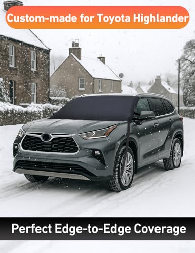 Image of EcoNour Car Snow Cover Compatible for Toyota Highlander| Windshield Cover for Ice and Snow with S-Hook Straps | Heavy-Duty 600D Oxford Winter Car Cover, Waterproof & Anti-Slip