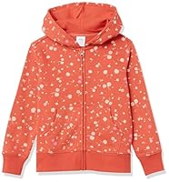 Amazon Essentials Mädchen Fleece-Kapuzenpullover mit Reißverschluss, Orange Floral, 8 Jahre