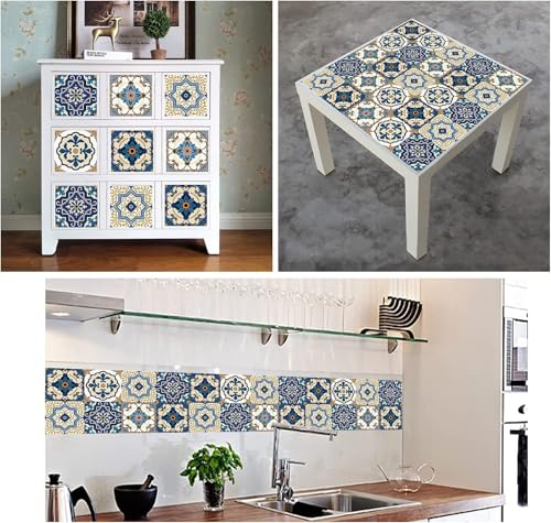 Image of Moroccan Tile Stickers Peel and Stick | Waterproof Self Adhesive Wall & Floor Decor | Kitchen Backsplash, Bathroom & Furniture Sticker Roll | 60 cm x 200 cm | Pack of 1 12.92 Square feet