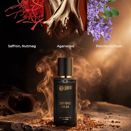 Image of Beardo Divine Oud Eau De Parfum for Man, 50ml | Long Lasting Fragrance | Perfume For Man | Woody, Spicy & Oud | Gift For Men | Husband | Boyfriend