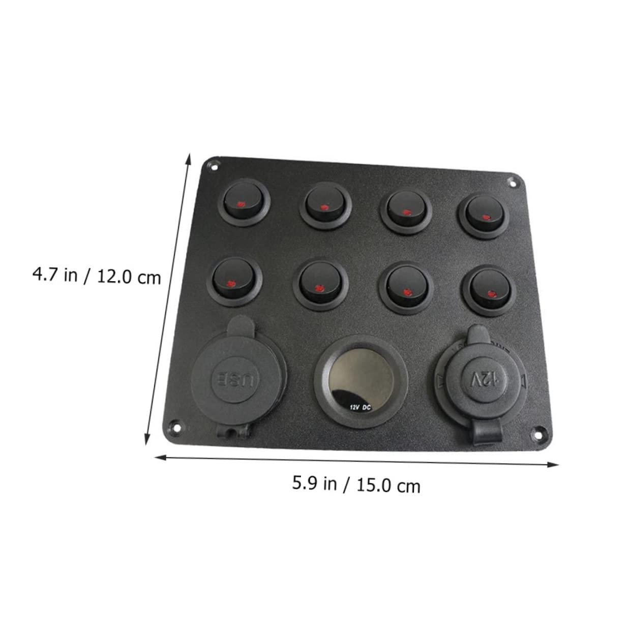 8-fach Kfz Panel mit Zwei USB Steckdosen und Digitalem Voltmeter