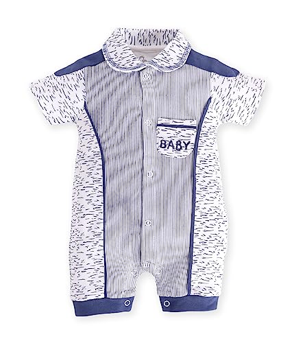 Image of BABY GO Baby Boys & Baby Girls Cotton Romper | Half Sleeve Polo Collar Jumpsuit | Newborn Infant Summer Outfit with Button Closure | Soft Breathable Playsuit | Stylish Print One Piece Dress