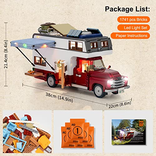 Funwhole Lighting Camper-Van Building Set - Camper Vehicles Construction Building Bricks Set With Led Lighting Kit 1741 Pcs For Teens And Adults #TOP6