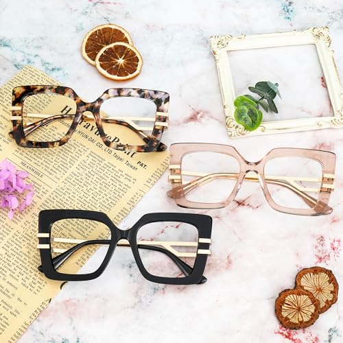 Image of Zeelool Oversized Square Eyeglasses for Women with Non-prescription Clear Lens ZJGX444789-02 Black