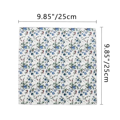 Image of Floral Pocket Squares for Men with Holder Printed Flower Mens Handkerchief Cotton Suit Pocket Hanky for Wedding