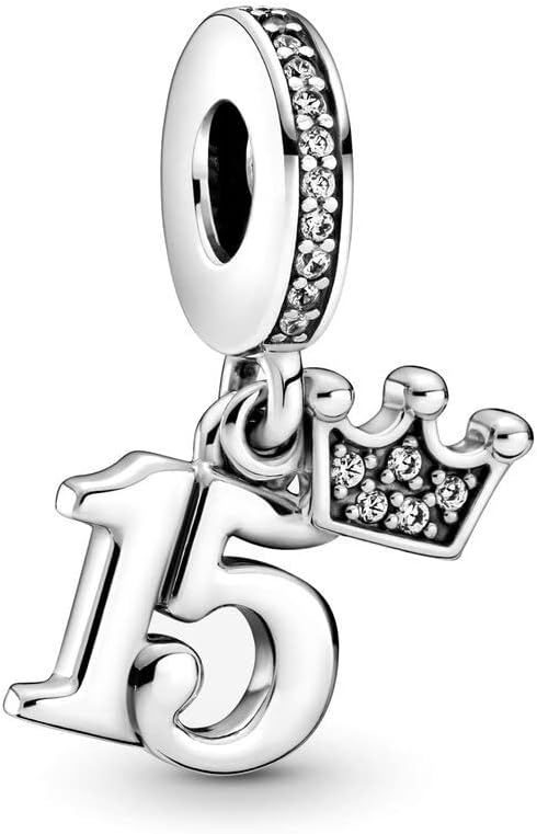 15th Birthday Dangle Charm 925 Sterling Silver Pendant,Jewelry Beads Gifts for Women Bracelet&Necklace A0167-15
