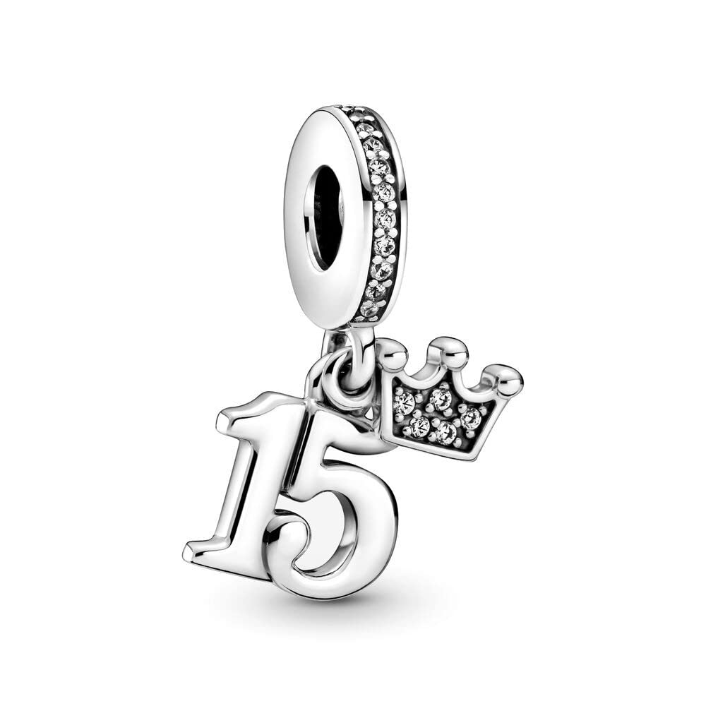 Lkwidi15th Birthday Dangle Charm 925 Sterling Silver Pendant,Jewelry Beads Gifts for Women Bracelet&Necklace A0167-15