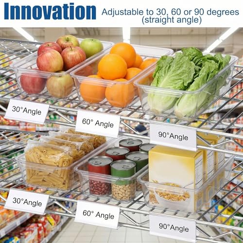 Image of Kathfly 50 Pack Wire Shelf Label Holders Shelf Cable Tags for Wire Shelving 3 Viewing Angles 3 inch Adjustable Clear Plastic Rack Label Holder Retail Clips Compatible with 1-1 /4in Metro Shelving