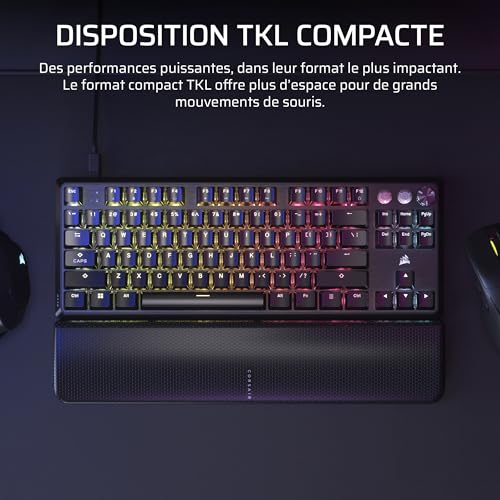 Clavier Gaming CORSAIR K70 Pro TKL Interrupteurs MGX Hyperdrive Rétroéclairage RGB AZERTY - vue 7