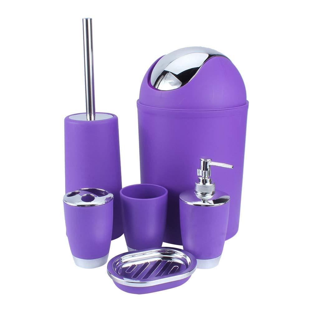 Badezimmer-Set 6-teilig mit Zahnputzbecher, Seifenspender, Becher, Ablage, Toilettenbürste, Lotionspender für Zuhause und Hotel