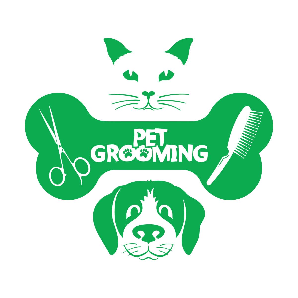 Vinyl Wall Decals Pet Grooming Pet House Animal Dog Cat Bone 36x41.6cm Equipped with Transfer Film kit Small Green
