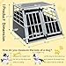 BKNROIHB Pet Car Transport Cage Aluminium Puppy Travel Crate Box Trapezoidal Kennel Dog Cat Carrier Cage(Double Doors Black)